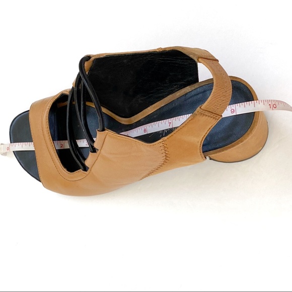 3.1 Phillip Lim Drum brown tan black leather silk lace up slingback chunky heels - Picture 12 of 12